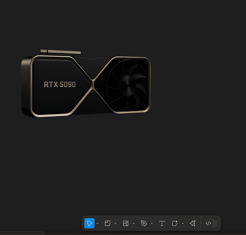 screenshot of the Figma Interface, containing an image of a GPU that has its background removed