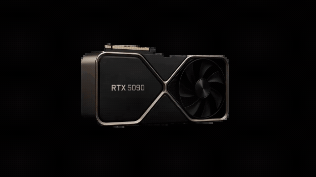 AI generated Video of a RTX5090 Graphics Card rotating in front of a black background.