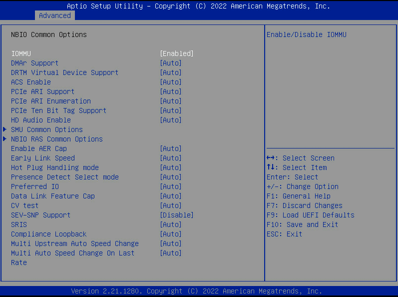 Enable IOMMU in Bios
