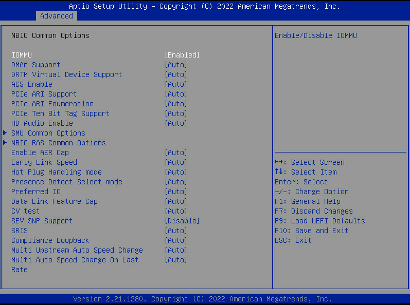 Enable IOMMU in Bios