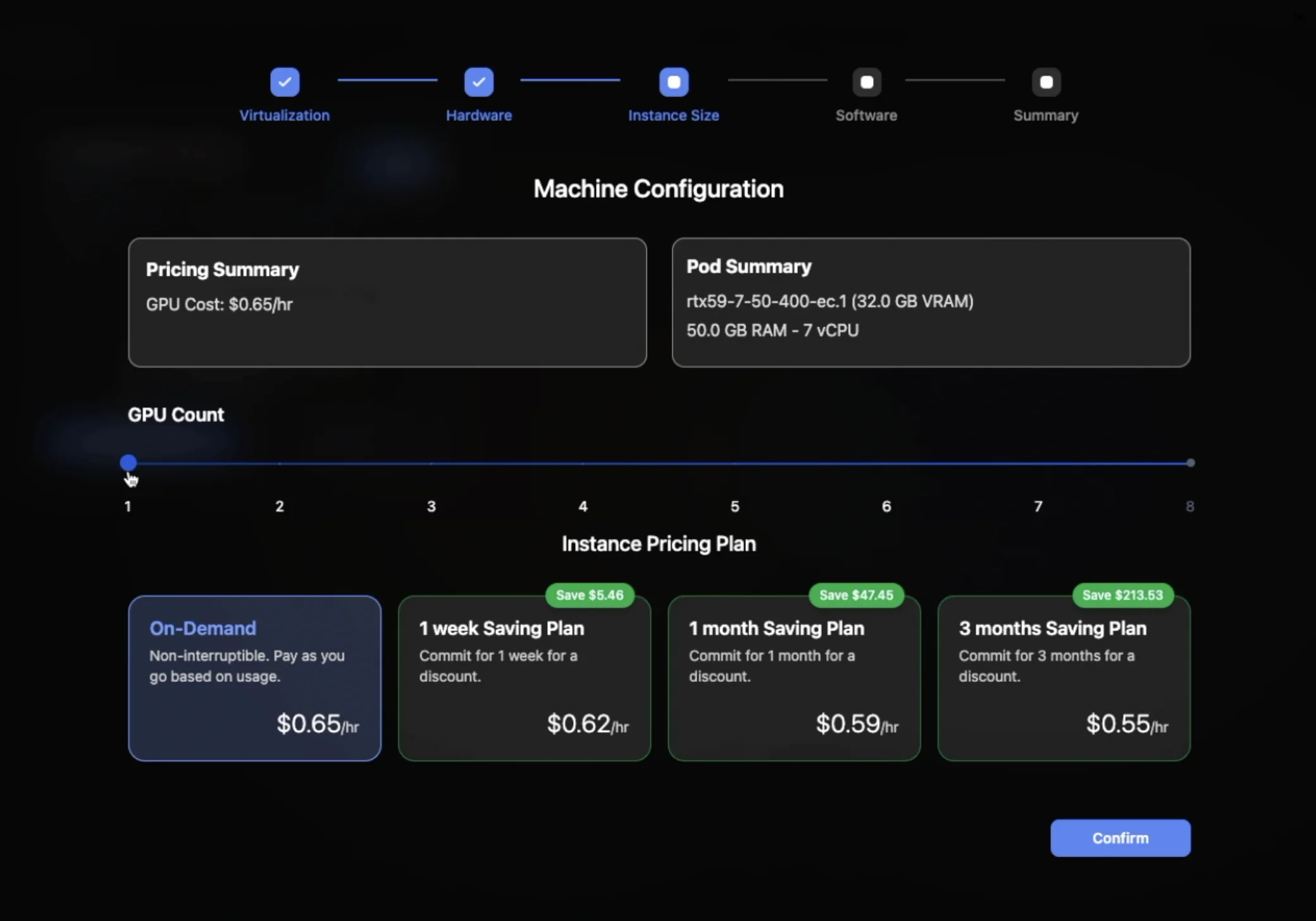 Choose GPU Count for Cloud Rental