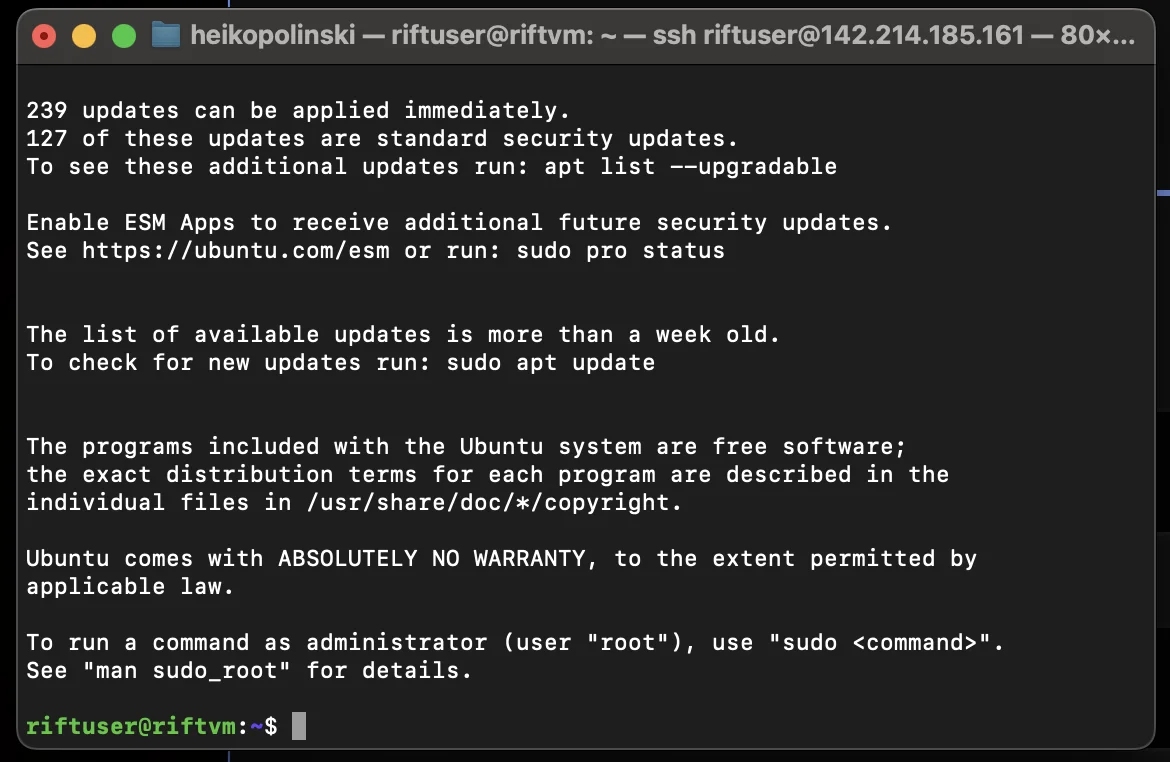 Successfully connected to your VM via SSH