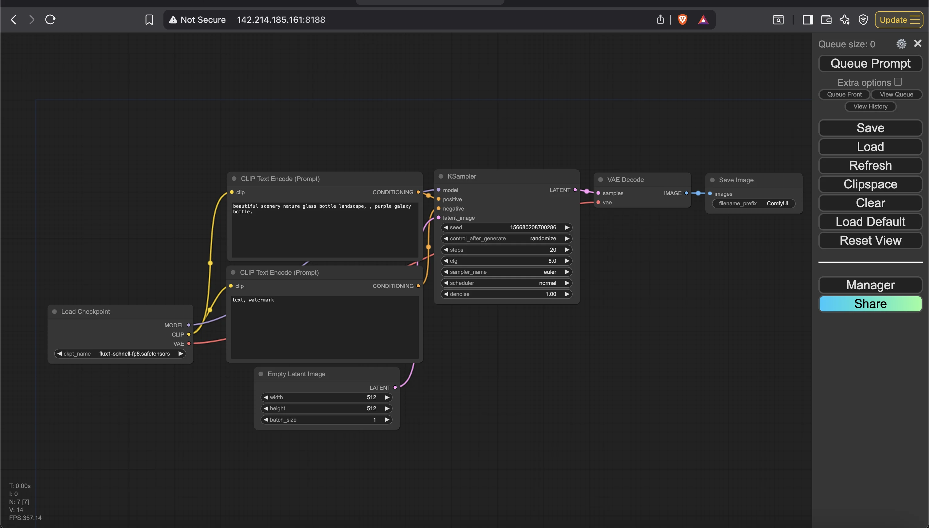 ComfyUI default workflow interface
