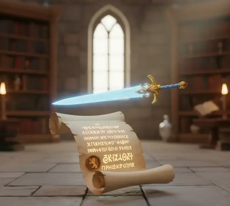 3D asset of floating sword generated with AI